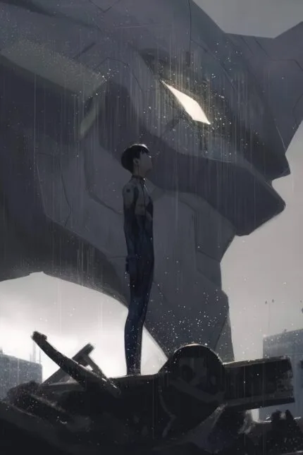 Shinji Ikari & EVA Unit 01 Rain Scene