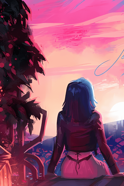 Anime Girl Sunset View