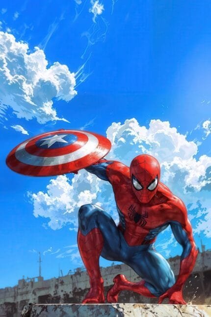 Spider Man with Captain America's Shield